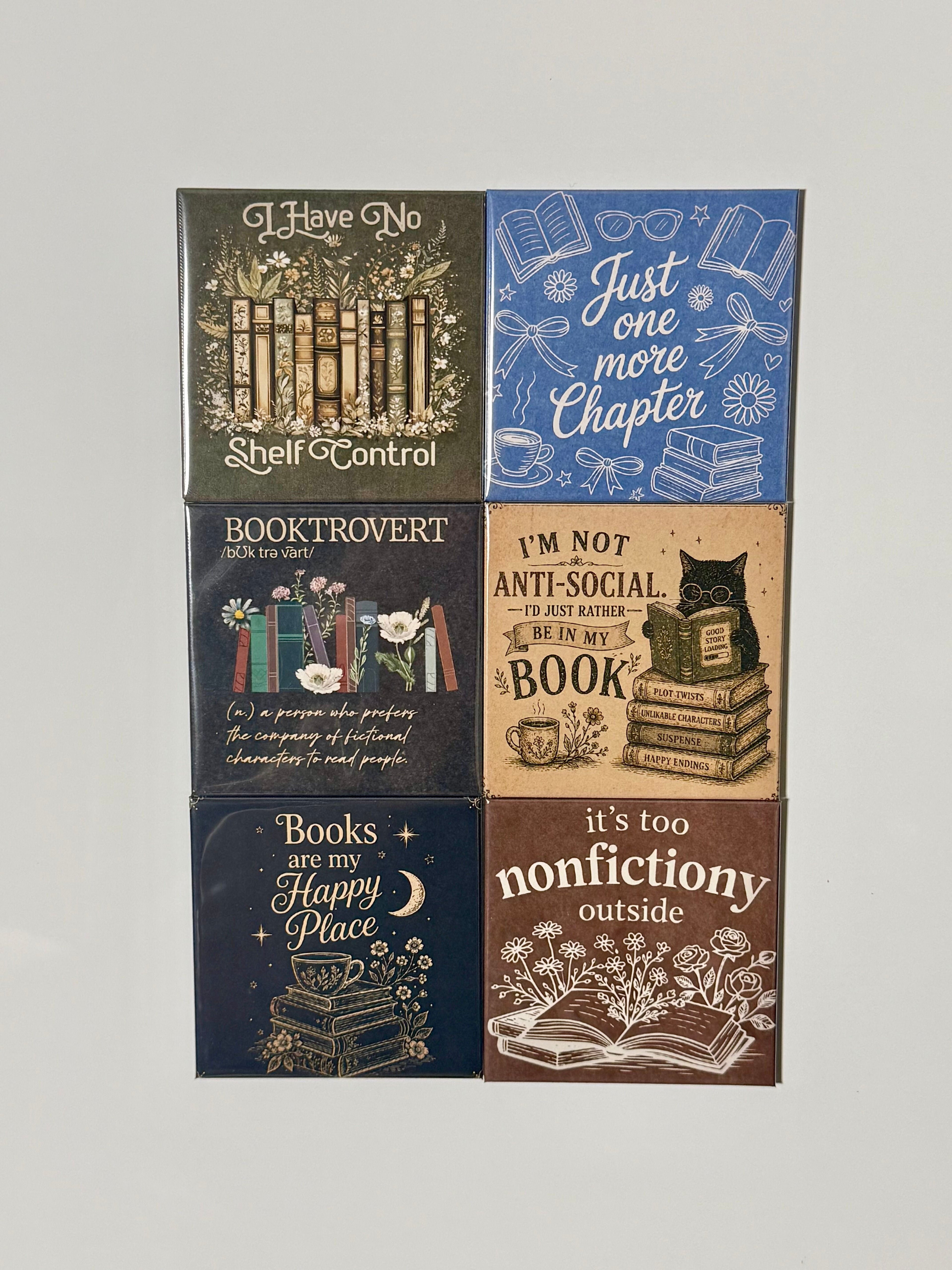 6 Book Lover Themed Magnets
